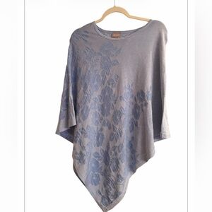 Chico's Blue Floral Asymmetrical Poncho Style Top NWOT
